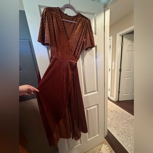 Baltic born brand dress (tag removed) XL burnt orange velvet material wrap dress